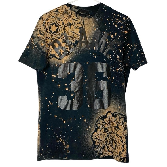 Diesel Black Gold Tee Shirt Mens Size Medium Blame 36 Upcycled Floral Crewneck - Picture 1 of 13
